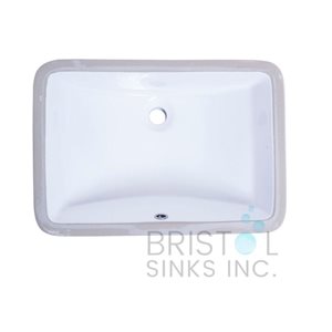 Lavabo rectangulaire à encastrer en porcelaine blanche de 21 po x 14,5 po par Bristol Sinks avec trop-plein