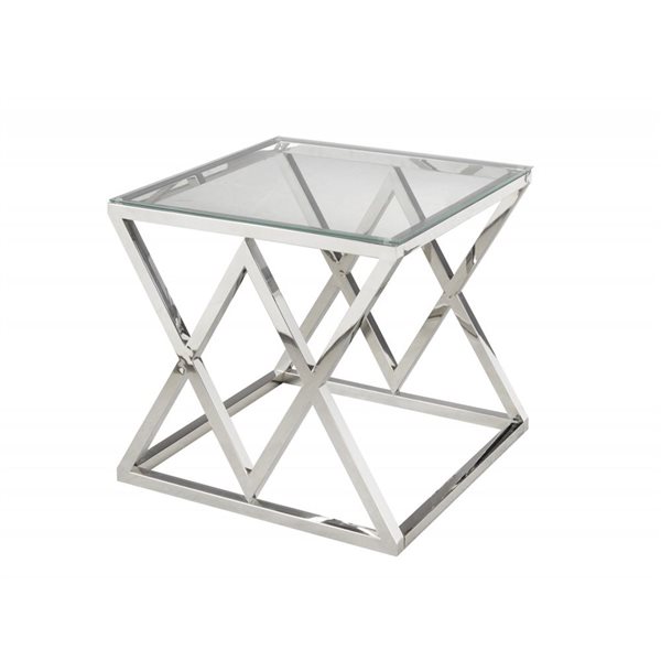 Brassex Sophia Silver Glass Square End Table