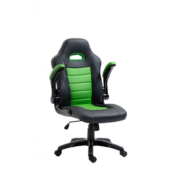 Brassex Aria Black/green Contemporary Ergonomic Adjustable Height Swivel Gaming Chair