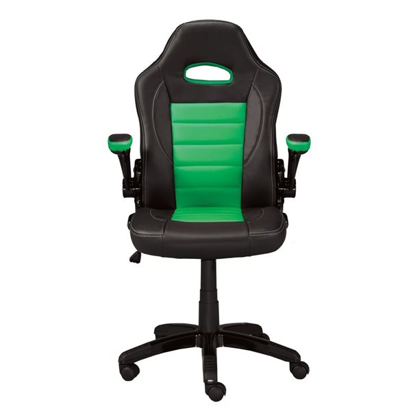 Brassex Aria Black/green Contemporary Ergonomic Adjustable Height Swivel Gaming Chair