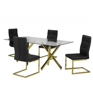 Brassex Avalon 5-Piece Dining Set - Black/Gold