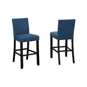 Brassex Indira 29-in Blue Bar Stool with Nail-Head Trim - Set of 2