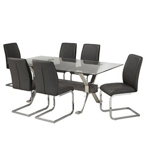 Brassex Phoenix 7-Piece Dining Set - Grey/Silver