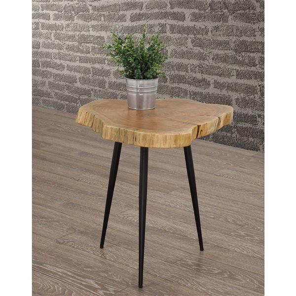 Brassex Olivier Oak/black Wood Hexagon End Table