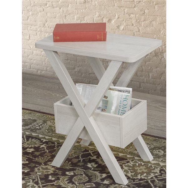 Brassex Andrea Grey Wood Rectangular End Table