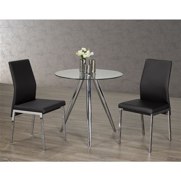 Brassex Eliya 3-Piece Dining Set - Black