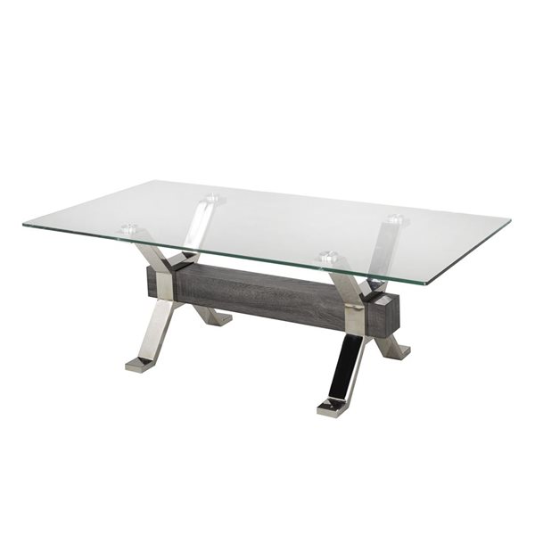 Brassex Rosario Silver/Grey Glass Coffee Table
