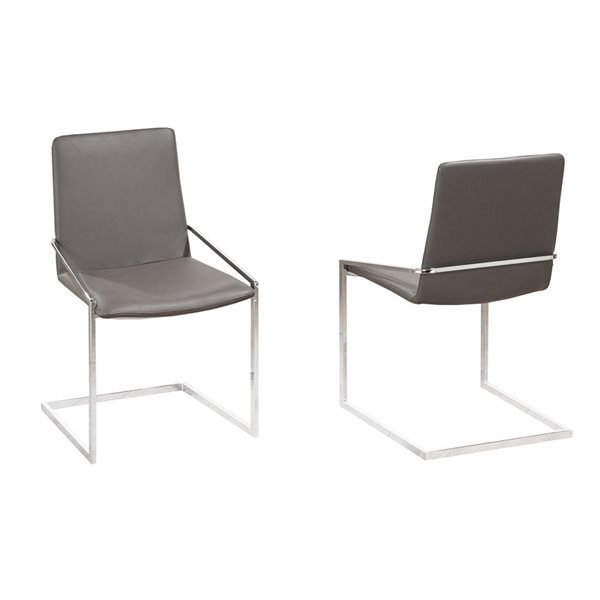 Brassex Set of 2 Baylor Grey Contemporary Upholstered Side Chair (Metal Frame)