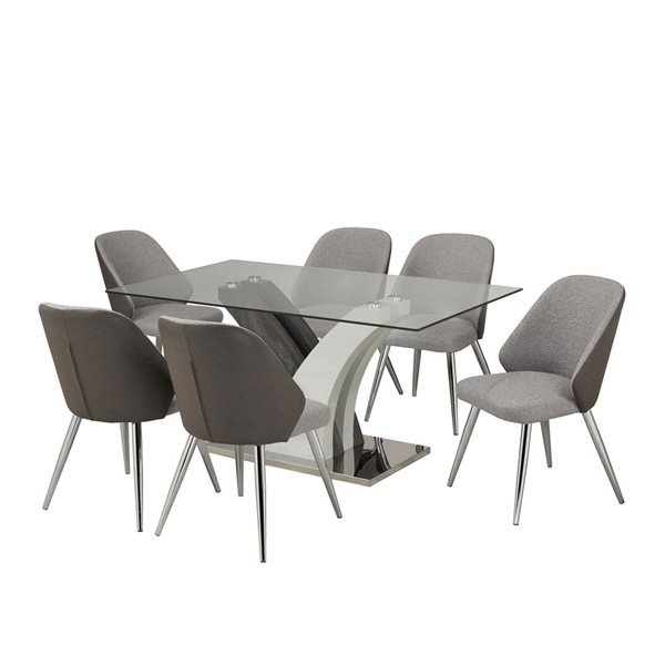 Brassex Elias 7-Piece Dining Set - Grey