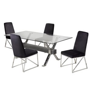 Brassex Acasia 5-Piece Dining Set - Black
