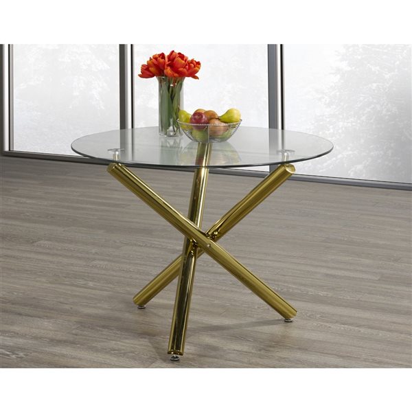 Brassex Aurora Gold Glass Round Counter Table