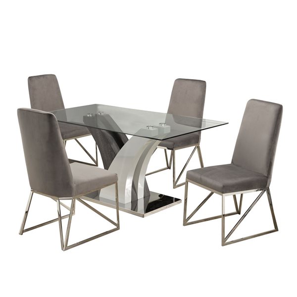 Brassex Elsie 5-Piece Dining Set - Grey