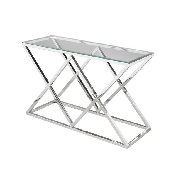 Table console Sophia moderne en verre argent par Brassex