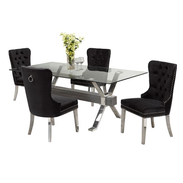 Brassex Tinga 5-Piece Dining Set - Black