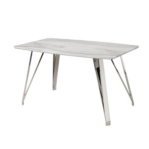 Table à hauteur de bar rectangulaire en bois blanc/chrome par Brassex