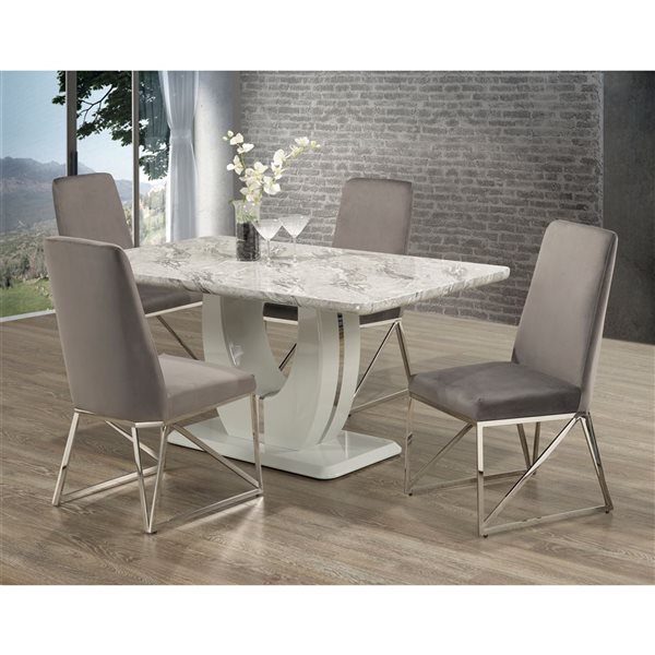 Brassex Brooklyn 5-Piece Dining Set - Grey