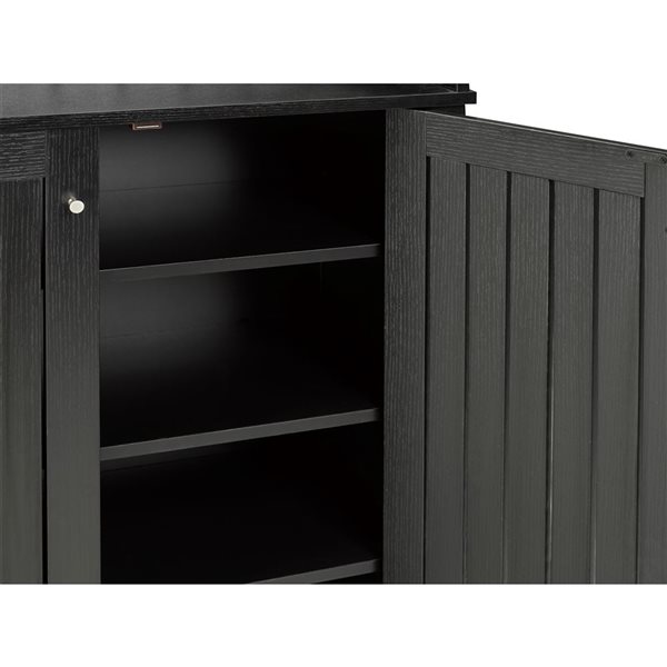 Brassex 12 Pair Black Wood Shoe Cabinet