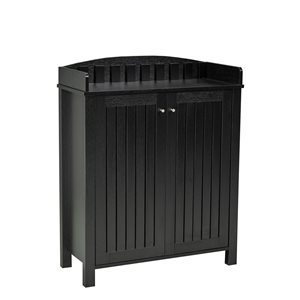 Brassex 12 Pair Black Wood Shoe Cabinet