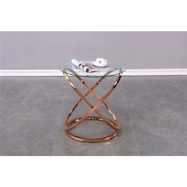 Brassex Soho Rose Gold Glass Round End Table