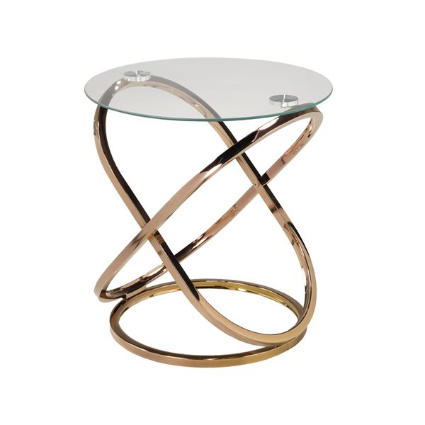 Brassex Soho Rose Gold Glass Round End Table