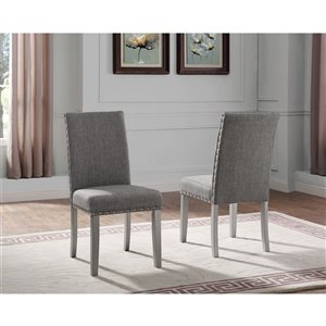 Brassex Set of 2 Aria Dark Grey Contemporary Polyester Upholstered Side Chair (Wood Frame)