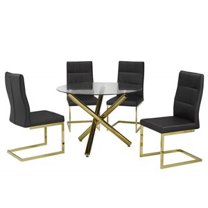 Brassex Fresno 5-Piece Dining Set - Black/Gold