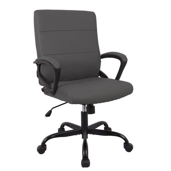 Brassex Grey Contemporary Ergonomic Adjustable Height Swivel Office Chair