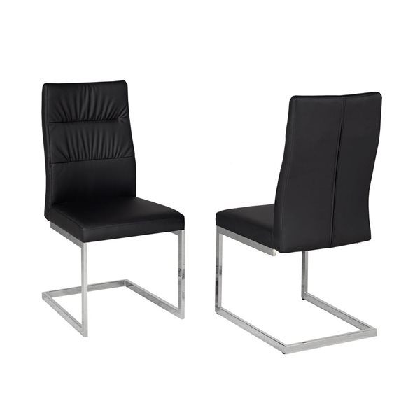 Brassex Set of 2 Cierra Black/silver Contemporary Upholstered Side Chair (Metal Frame)