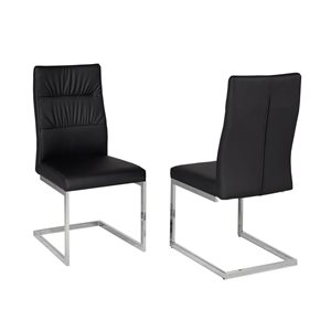 Brassex Set of 2 Cierra Black/silver Contemporary Upholstered Side Chair (Metal Frame)