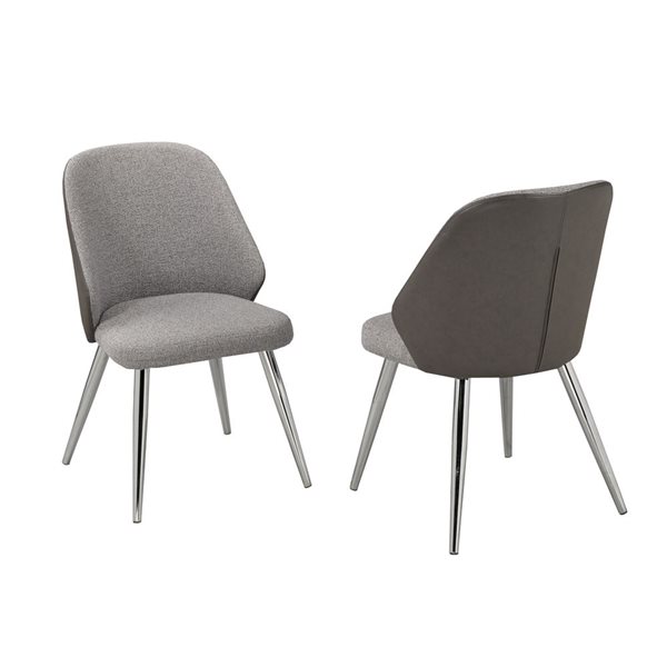 Brassex Set of 2 Tulita Grey Contemporary Upholstered Side Chair (Metal Frame)