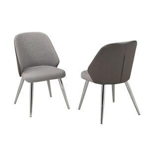 Brassex Set of 2 Tulita Grey Contemporary Upholstered Side Chair (Metal Frame)