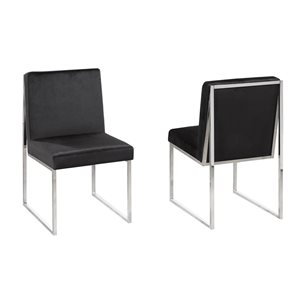 Brassex Set of 2 Barton Black Contemporary Upholstered Side Chair (Metal Frame)