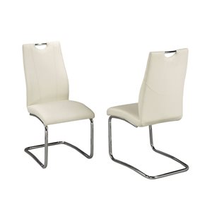 Brassex Set of 2 Clayton White Contemporary Genuine Leather Upholstered Side Chair (Metal Frame)