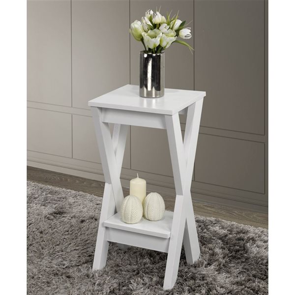 Brassex Ennis White Wood Square End Table