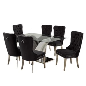 Brassex Elliott 7-Piece Dining Set - Black