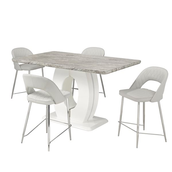 Brassex Skylar 5-Piece Pub Set - White/Grey