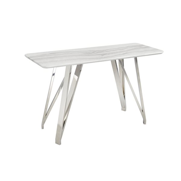 Brassex Sebastian Stone Modern White/Silver Console Table