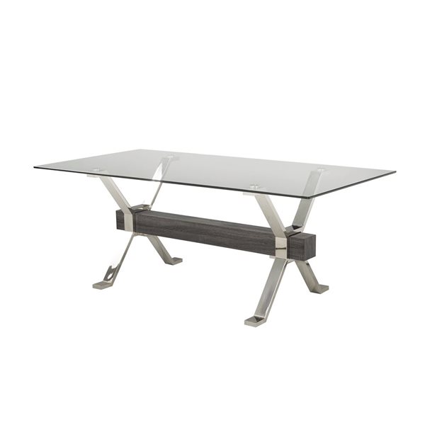 Brassex Silver Glass Rectangular Bar Table