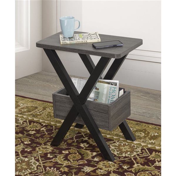 Brassex Axel Grey/black Wood Rectangular End Table