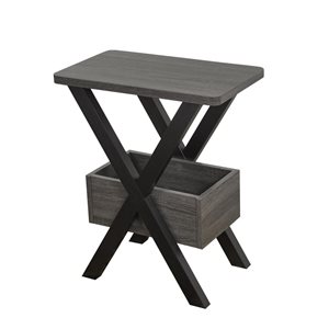 Brassex Axel Grey/black Wood Rectangular End Table