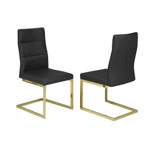 Brassex Set of 2 Cierra Black/gold Contemporary Upholstered Side Chair (Metal Frame)