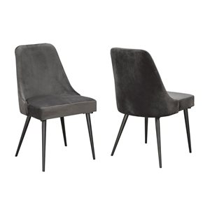 Ensemble de 2 chaises de salle à manger Luna gris avec cadre en métal Brassex