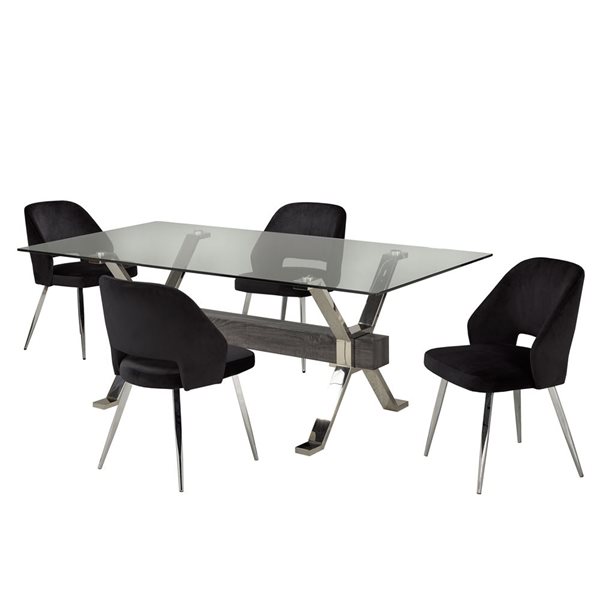 Brassex Donatello 5-Piece Dining Set - Black