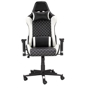 Brassex Violet Black/white Contemporary Ergonomic Adjustable Height Swivel Gaming Chair
