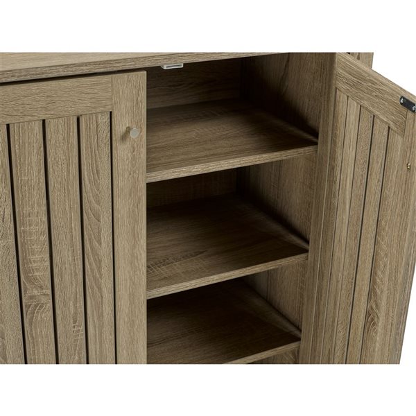 Brassex 12 Pair Dark Taupe Wood Shoe Cabinet