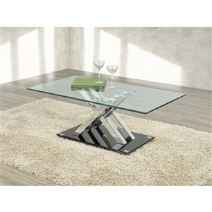 Table basse Fresno en verre argent/noir par Brassex