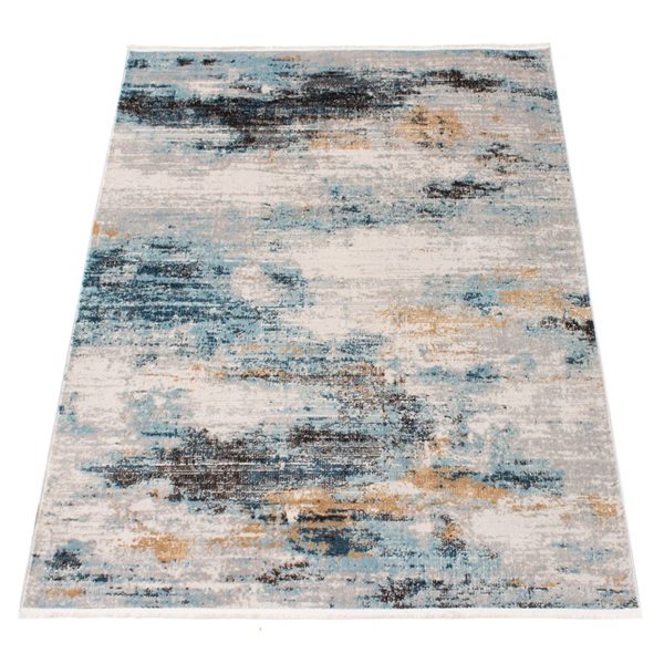 ECARPET Niagara 4-ft x 6-ft Blue and Ivory Rectangular Area rug