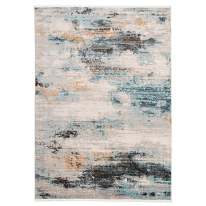 ECARPET Niagara 4-ft x 6-ft Blue and Ivory Rectangular Area rug