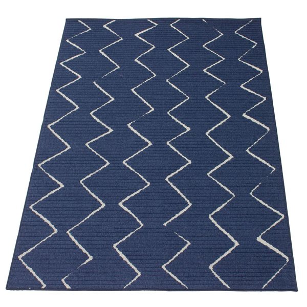 Tapis Raya par ECARPET rectangulaire bleu de 6,5 pi x 9,5 pi