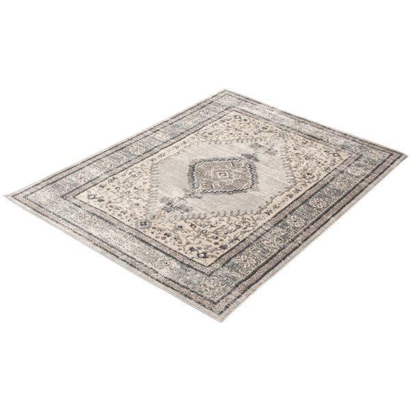 ECARPET Oregon Bijar 6.5-ft x 9.5-ft Light Grey and Grey Rectangular Area rug